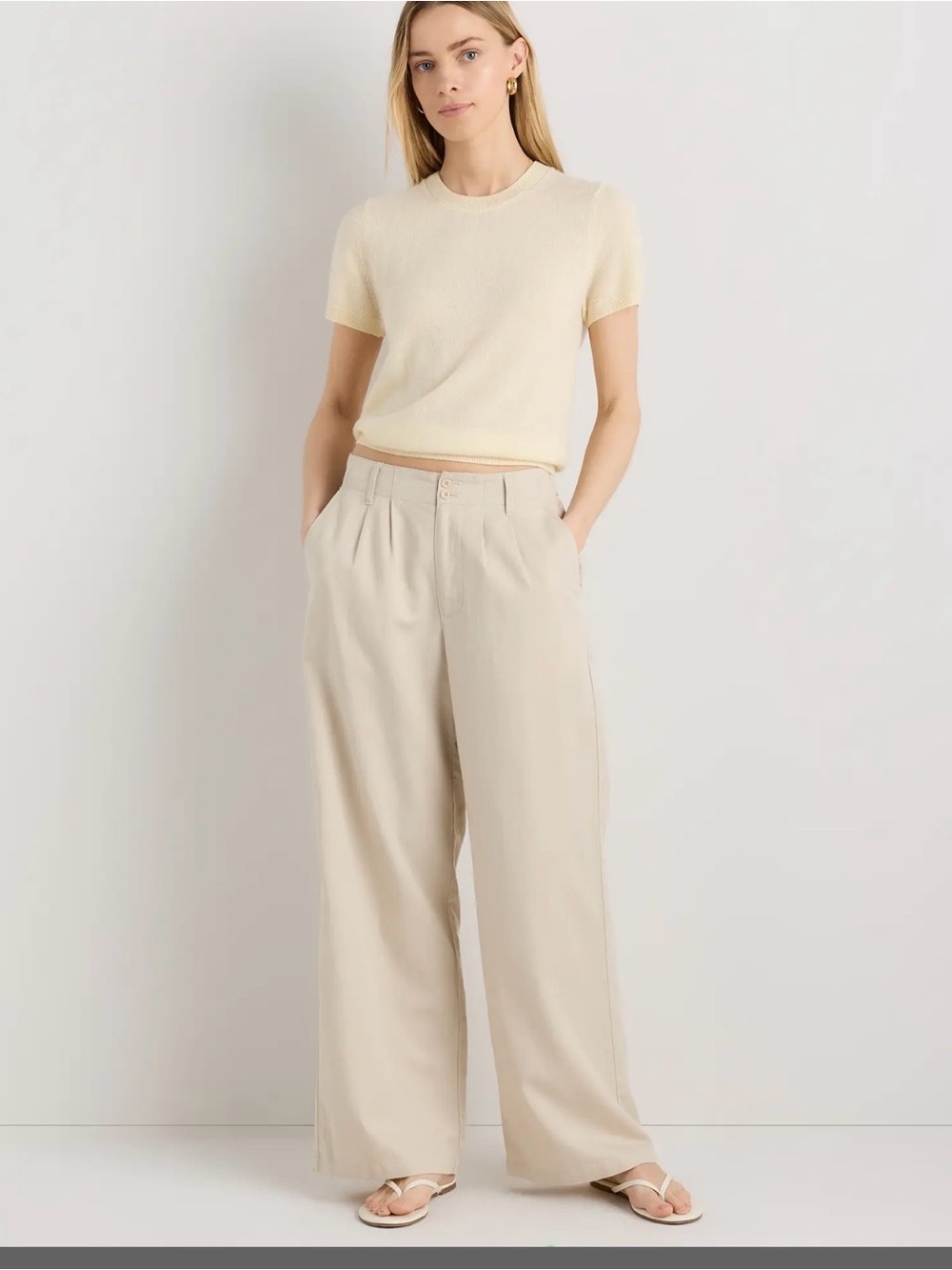 Quince Mongolian Cashmere Top in Pale Custard Yellow Size Medium
